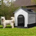 thumbnail image 2 of Homall Plastic Dog House with Adjustable Skylight Ventilation Waterproof Outdoor Indoor Kennel Multiple Sizes and Ages Available, Large Size, White&Gray, 2 of 7
