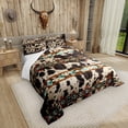 thumbnail image 2 of Erosebridal Cowhide Quilt Brown Highland Cow Print Comforter Set,Western Bedding Set Exotic Aztec Duvet Insert,Farmhouse Wild Animals Longhorn Skin Room Decor Cowboys Gifts, 2 of 7