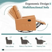 Recliner Message Chair with Footrest, Swivel Rocking Glider, High Back Upholstered Deep Seat for Living Room, Brown