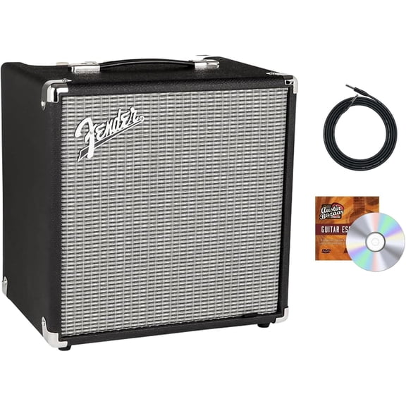 Fender Rumble 25 Bass Combo Amplifier Bundle with Cable and Austin Bazaar Instructional DVD