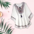 thumbnail image 2 of WERYOUNG Women's T-Shirts Bohemian Embroidered T Shirts Short Sleeve V Neck Fashionable Tee Shirts Party Night Versatile Cozy Top, 2 of 9