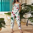thumbnail image 5 of Women's Vintage Cotton Linen Overalls with Christmas Print - Casual Loose Jumpsuit with Shoulder Straps & Pockets, Green, Size S, 5 of 6