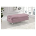 thumbnail image 2 of Velvet Ottoman Bench Pink - Upholstered Footrest Stool with Gold or Chrome Legs - Modern Accent Furniture, 2 of 3
