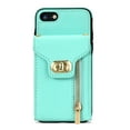 thumbnail image 6 of Allytech iPhone SE 2020 Case, iPhone SE 2022 Case Wallet, Multiple Cards Slots Zipper Cash Pocket Stand Lanyard Bumper Wallet Cases Cover for Apple iPhone SE 3rd 2nd Gen/ iPhone 7/8 -Mint, 6 of 10