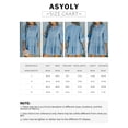 thumbnail image 5 of Asyoly Women's V Neck Tie Tiered Denim Dress 3/4 sleeve Casual Dress Babydoll Mini Dress A Line Dress, 5 of 5