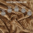 thumbnail image 4 of BNM Solid Fleece Plush Fluffy Blanket, Throw, Sepia, 4 of 6