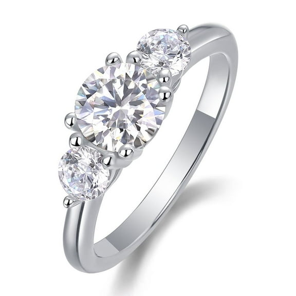 cacestone jewelers 3 Stone 1ct Moissanite Ring for Women, 6.5MM D Color VVS1 Round Brilliant Moissanite Engagement Wedding Proposal Promise Ring for Women, Anniversary Bridal Gift, Size 8