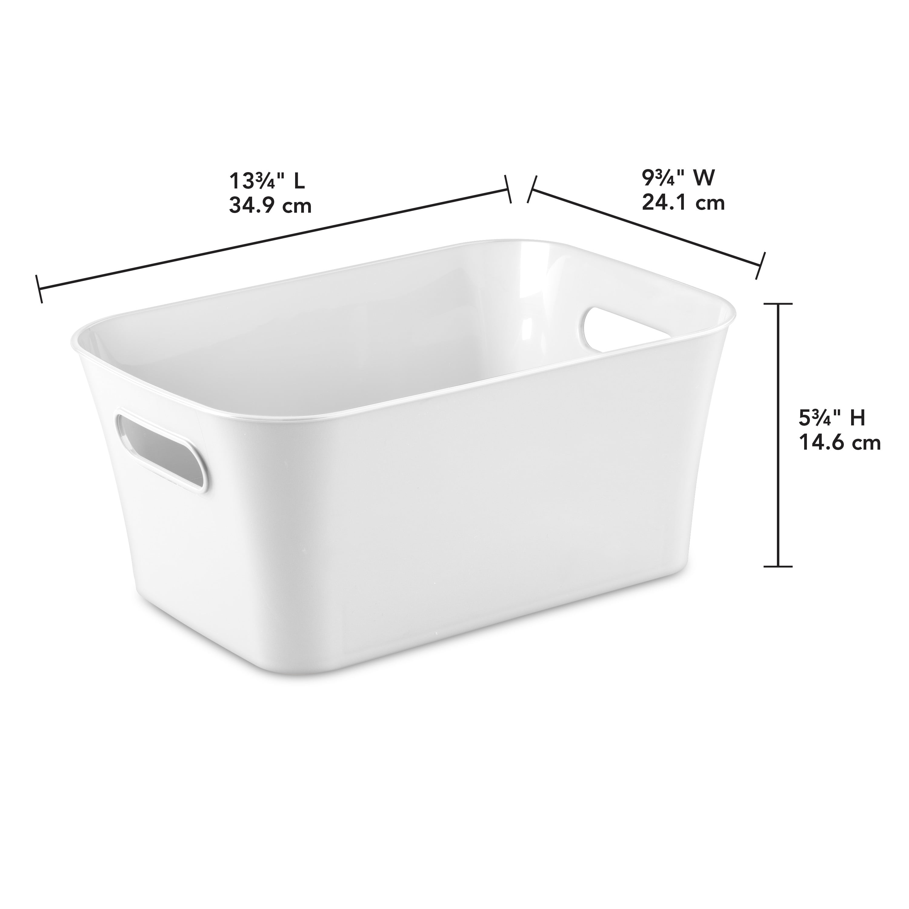 (6 pack) Mainstays Small White 2-Pack Plastic Storage Bins, 9.5 in x 6.8 in x 4.3 in