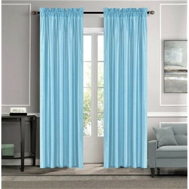 Cortina de seda sintética de dos paneles con bolsillo para barra, 274 cm de ancho por 213 cm de largo, ideal para cualquier dormitorio o puerta de patio, sin opacidad, paneles semitransparentes, MR2