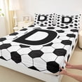 thumbnail image 5 of Erosebridal Letter D Soccer Ball Pattern Print Full Size Sheets, Sports Monogram Bed Sheets for Kids Boys and Girls, 1 Flat Sheet, 1 Fitted Sheet and 2 Pillowcases, 5 of 6