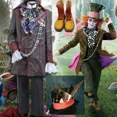 thumbnail image 2 of Disfraz de Alicia en el país de las maravillas para adultos, traje de Johnny Depp como Sombrerero Loco, chaqueta, pantalones, corbata, sombrero, zapatos, accesorios, 2 of 5
