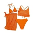 thumbnail image 4 of QLEICOM Womens Swimsuits Tummy Control Plus Size Swimsuit Coverup Cross Sling High Waist Shorts Costume 3-Piece Swimsuit Split Orange L, 4 of 5