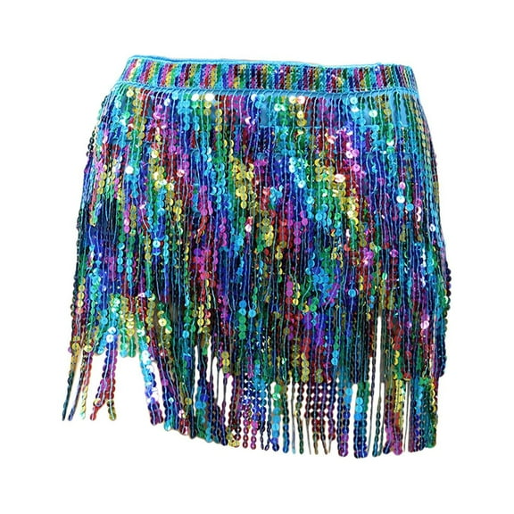 Sequin Fringe Skirt Rave Outfit Dance Costume Versatile Fashion Sequin Skirt for
