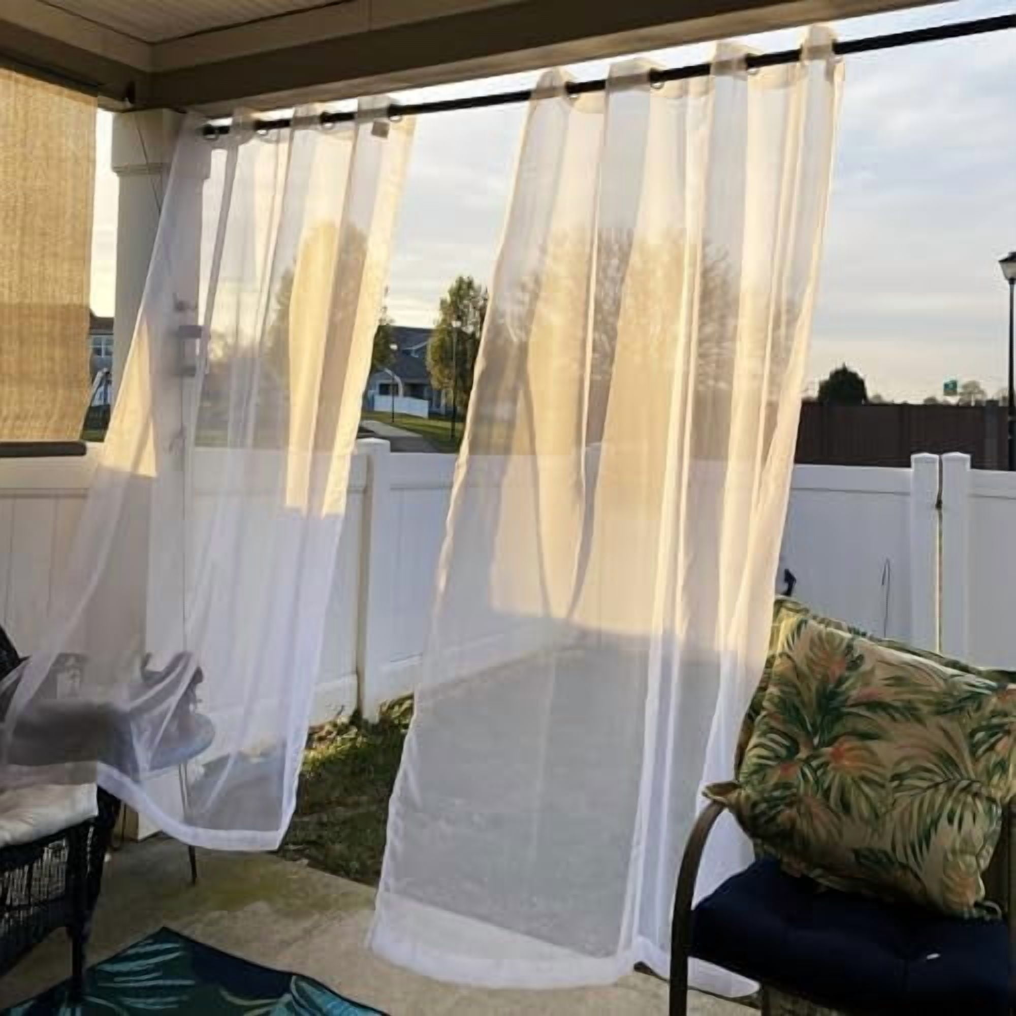 Tension Curtain Rod 43 to 83 Inches (3.6 to 7 ft), 1.26" Diameter Spring Adjustable Heavy Duty Long Large Curtains Pole for Windows Door Bathroom Patio Outdoor No Drilling, Black