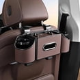 thumbnail image 6 of HYEASTR 3-in-1 Car Organizers and Storage Box, Multifunctional Car Seat Back Storage Box with Tissue Holder, 2 Cup Holders & Hanging Hooks, Back Seat Car Organizer for Travel - Brown, 6 of 13