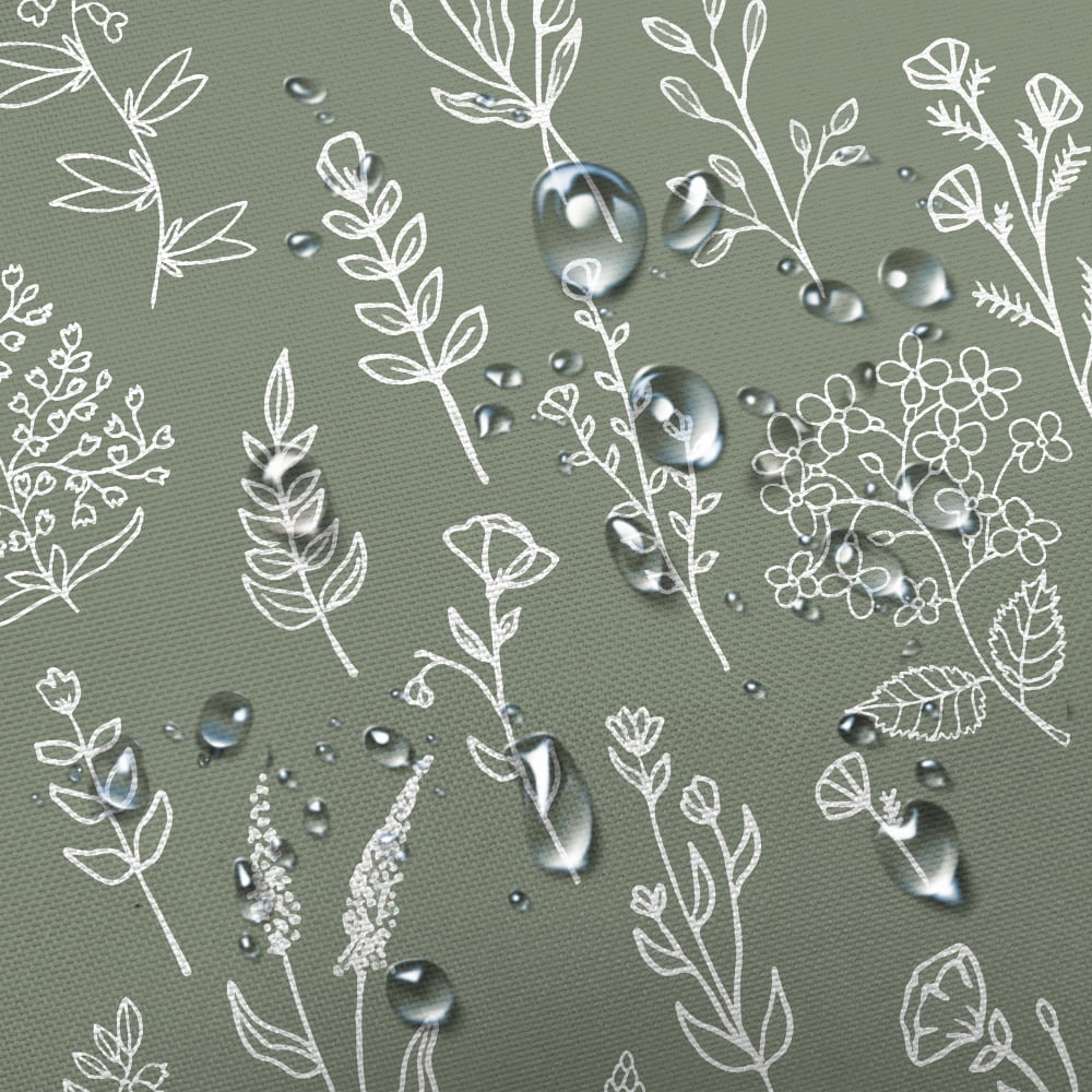 Boho Sage Green Floral Shower Curtain, Cute Spring Dark Green Flower Leaves Fabric Shower Curtains Set for Bathroom Decorative, Plant Botanical Restroom Decor Accessories with Hooks 72X72 Inch