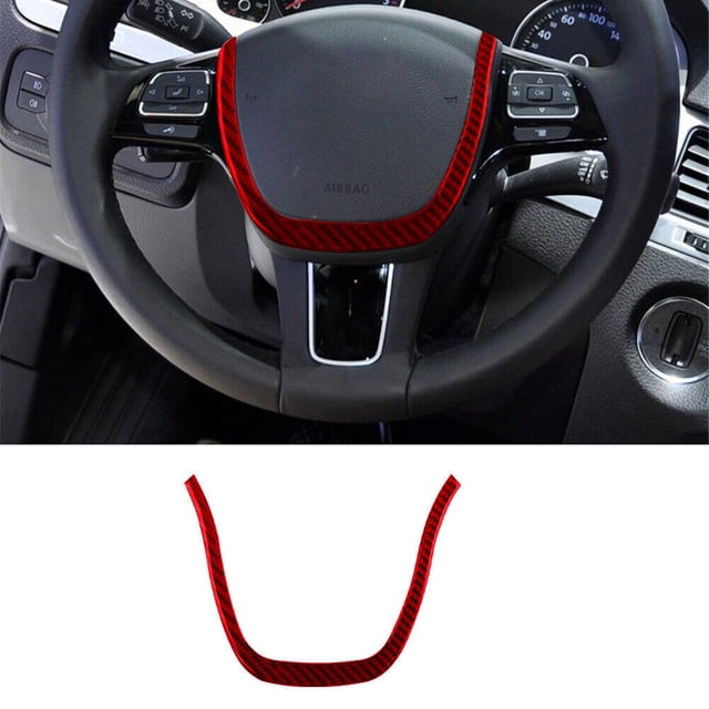 Real Bright Soft Car Interior Carbon Fiber Sticker DecorationRed Carbon Fiber Interior Steering Wheel Cover For Volkswagen TouaregAuto Car Protection Interior Accessories