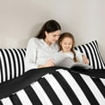 thumbnail image 5 of Feelyou Black White Striped Twin Bedding Sets 7-Piece for Kids, Abstract Ombre Bedding Comforter Set, Modern Fashion Reversible Sheet Sets, Breathable Home Decor, 5 of 8