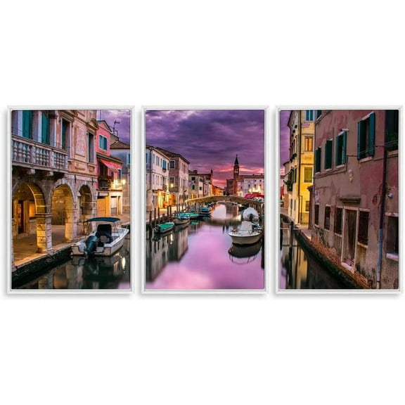 IDEA4WALL 3 Piece Framed Canvas Wall Art for Living Room, Bedroom Italy City Landscape Canvas Prints for Modern Home Decoration Ready to Hang