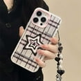 thumbnail image 3 of Compatible for iPhone 15 Pro Max Case with Phone Charm Chain,Pink Stars Checkered Stripe Matte Frosted Cute Phone Case for iPhone 15 Pro Max Women Girly Protective Case, 3 of 14