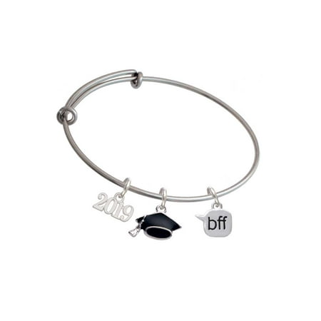 Silvertone Text Chat - bff - Best Friends Forever - 2019 Graduation Charm Bangle