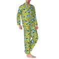 thumbnail image 2 of Fuzoiu Lemon Print Men's Long-Sleeved Pajama,Lounge Button Down Nightwear,Mens Notch Collar Pajama Set -XX-Large, 2 of 7