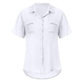thumbnail image 5 of Camiseta de algodón de manga corta con cuello en V sólido informal elegante para mujer OAVQHLG3B Store  lin121212, 5 of 5