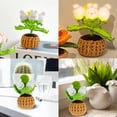 thumbnail image 4 of Crochet Potted Plants with LED Light Handmade Crochet Bellflower Mini Knitted Fake Flower Simulation Immortal Flower, 4 of 8