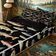 thumbnail image 3 of Erosebridal Dark Retro Trout Print Zipper Twin Comforter Sets with Fitted Sheet and 2 Pillowcases,Lake Fish Zipper Bedding Set,Charcoal Sepia,4-Piece,Black Reversible, 3 of 6