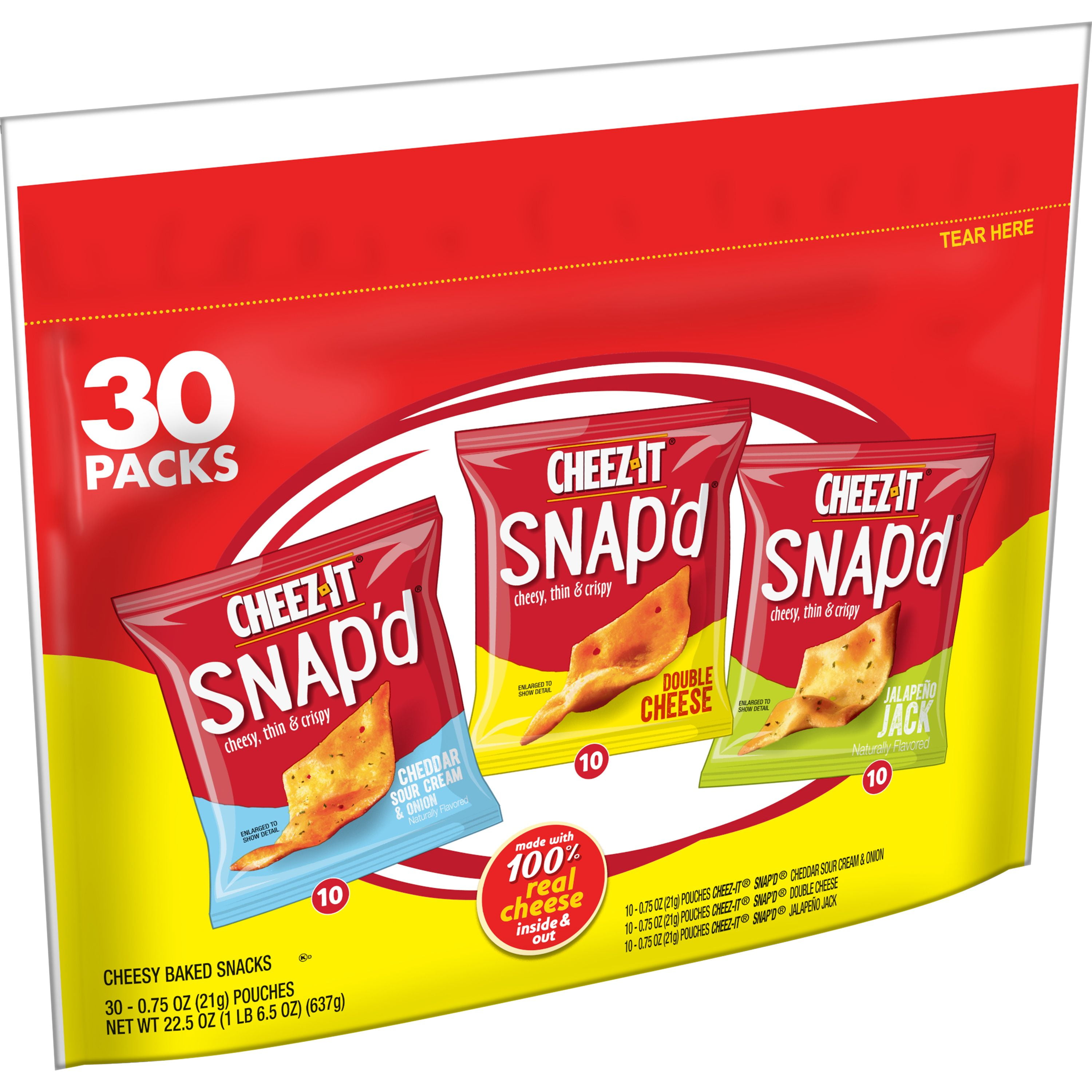 Cheez-It Cheese Cracker Chips, Variety Pack, 30 Ct, 22.5 Oz, Bag