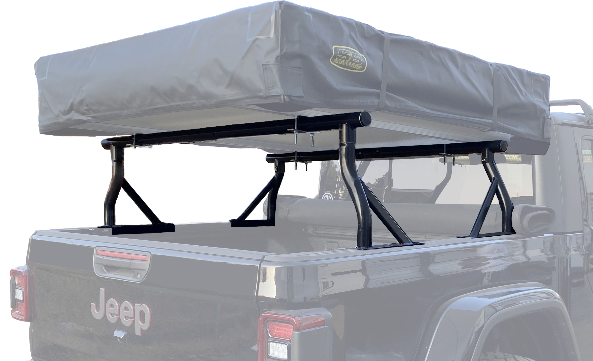 TMS 800 LB Low Profile Extendable Non-Drilling Steel Pickup Truck Bed Rack Sport Bar Rooftop Tent 2 Bar Set 18 