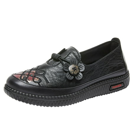

Fashion Autumn Women Casual Shoes Flat Soft Bottom Round Toe Flower Elastic Band Slip On