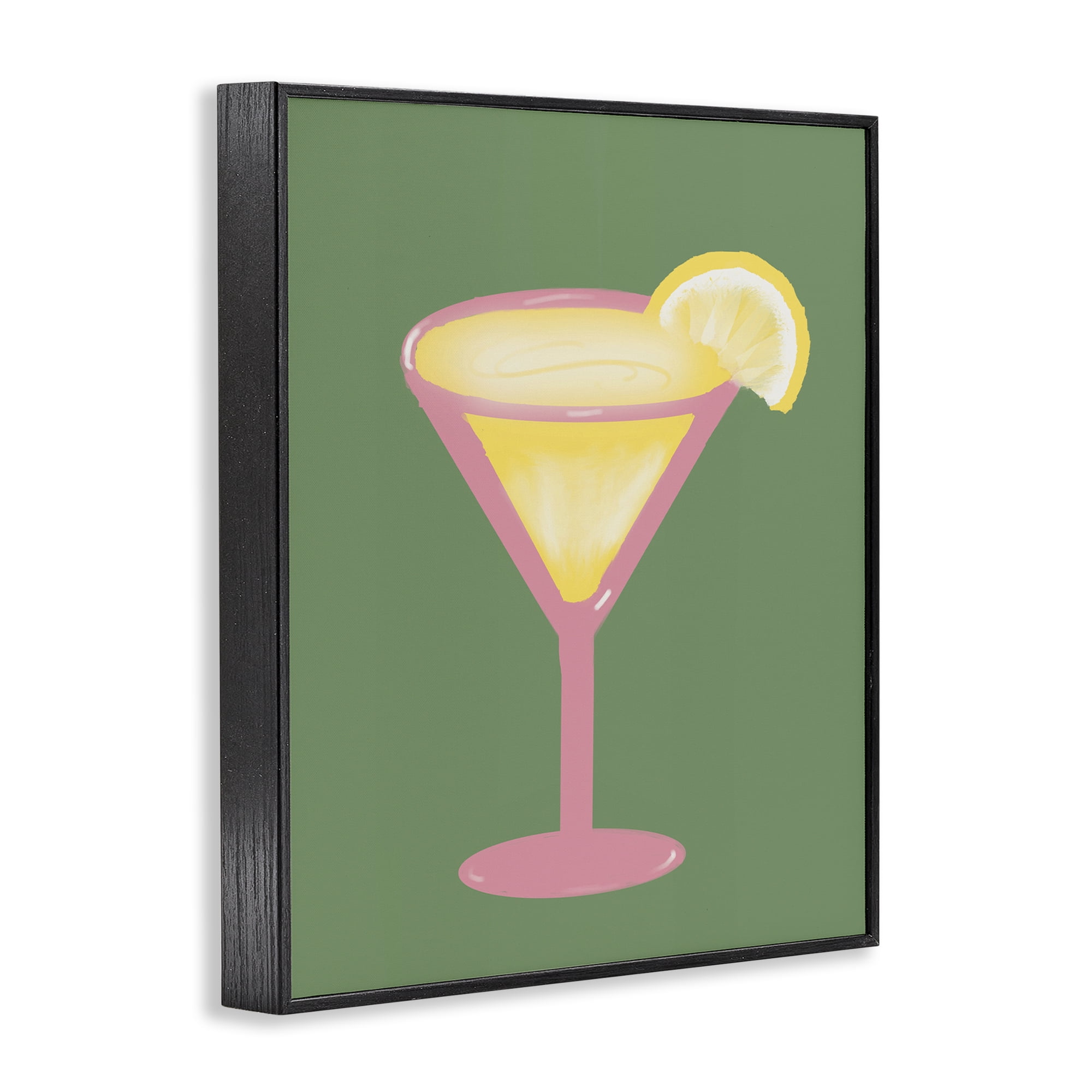 Stupell Industries Lemon Drop Glass over Green Black Framed Giclee Art, design by Robin Maria