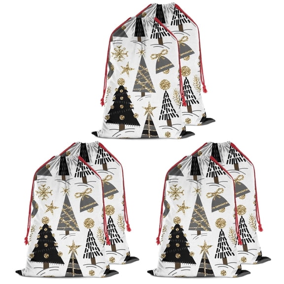 Christmas Bags Drawstring,White Christmas Tree and Snowflake Pattern Large Xmas Christmas Gift Bags,Reusable for Xmas and New Year Party Favors and Supplies,27.6" X 19.7"