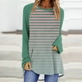 thumbnail image 2 of hxobax Women Long Sleeve Shirts Striped Tunic Tops for Leggings Colorblock Crewneck Pullover Blouses, 2 of 5