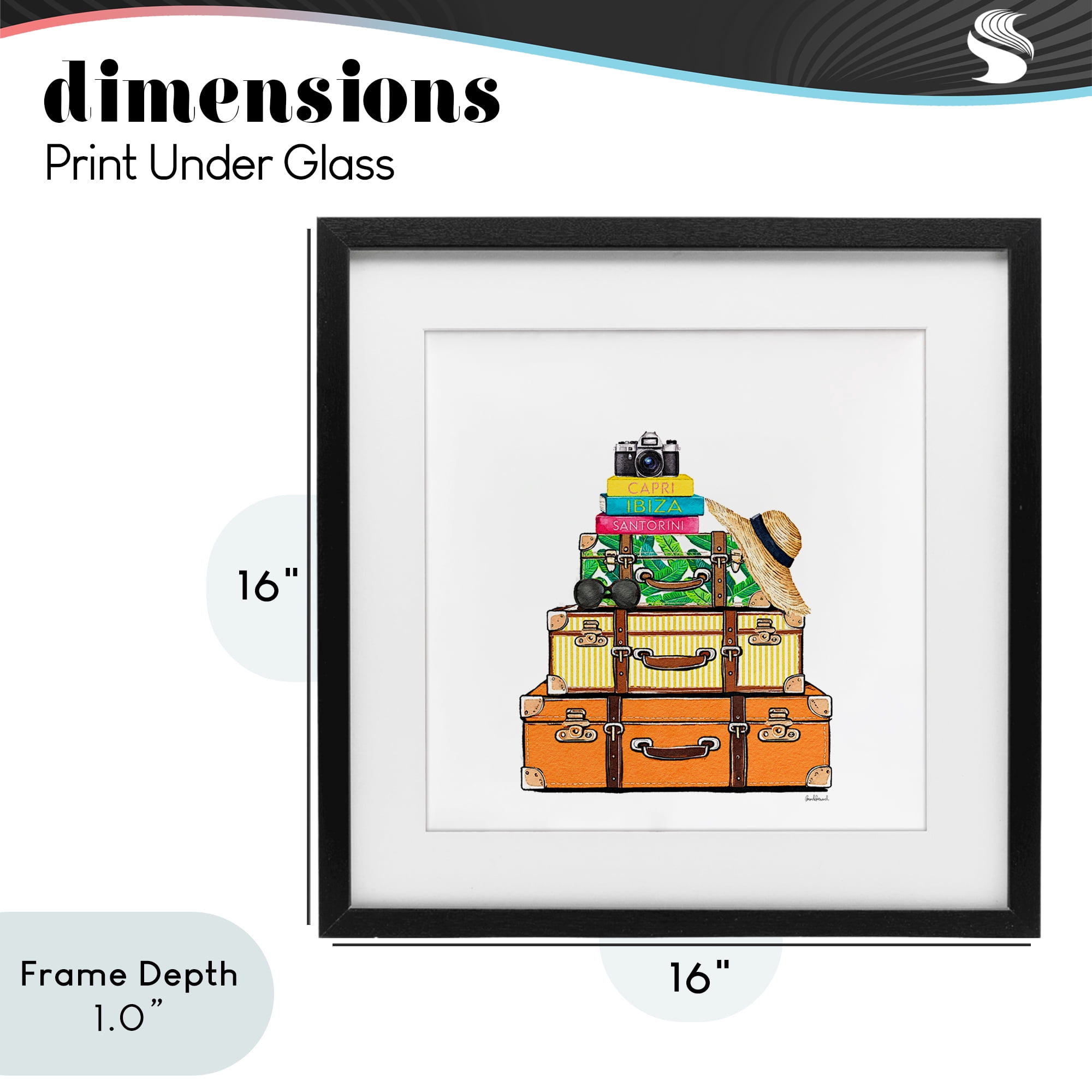 Stupell Industries Travel Suitcases & Camera Black Framed Print Under Glass, design by Amanda Greenwood