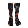 thumbnail image 5 of KLL Colorful Floral Black Dog Print Cool Socks Men's Women's Crew Socks Funny Crazy Novelty Stockings, 5 of 8