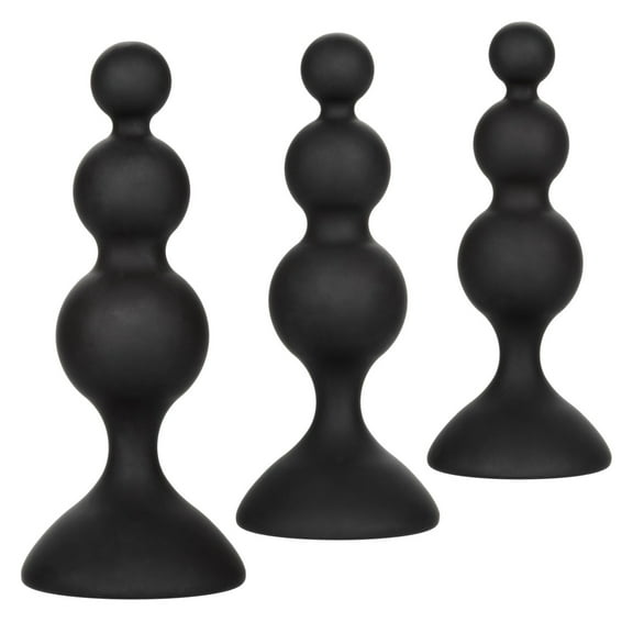 CalExotics Beaded Silicone Anal Plug Set, Black
