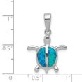 thumbnail image 2 of 925 Sterling Silver Created Blue Opal Sea Turtle Necklace Pendant Charm Fish Life, 2 of 6