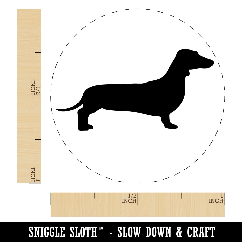Smooth Haired Dachshund Dog Solid Self-Inking Rubber Stamp Ink Stamper - Black Ink - Medium 1 Inch
