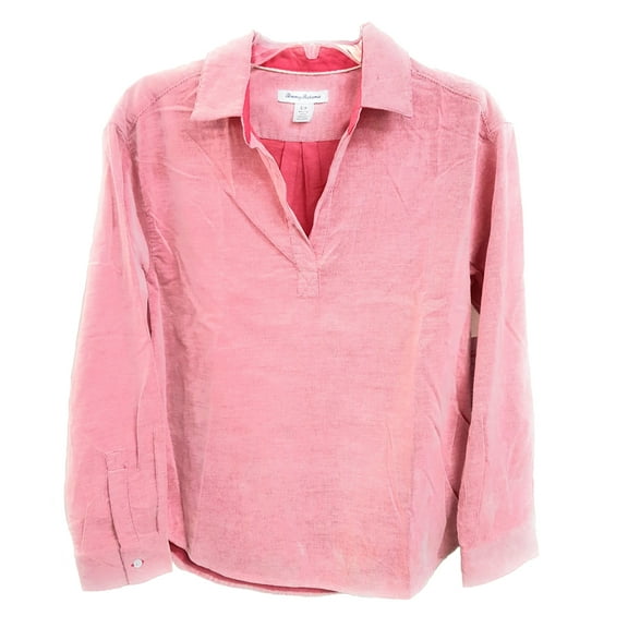 Tommy Bahama V-Neck Soft Long Sleeve Shirt, Bright Rose, S