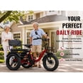 thumbnail image 4 of NOMIGO Two Seater Electric Tricycle Pre-assembled 7 Speed 3 Wheel Electric Bicycle Max 20MPH 20*4.0" Fat Tire W/ 48V 20Ah Lithium Battery 750W Motor Electric Tricycle for Adults with 2 Baskets Red, 4 of 9