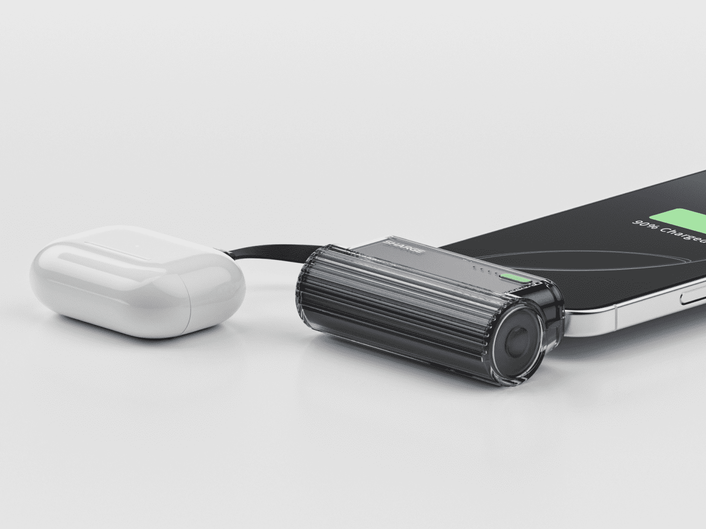 SHARGE Flow Mini 2 Power Bank with Built-in Cable 22.5W Max Portable Charger for Travel, Fast Charging Battery Pack with iOS and USB-C Connector for iPhone 16/15/14, Galaxy, Google, and More