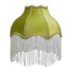 thumbnail image 1 of Pantalla de lámpara de terciopelo, pantalla de lámpara victoriana con ribete de flecos, E27, de clásica en forma de campana con borde festoneado, de Verde Blanco, 1 of 8