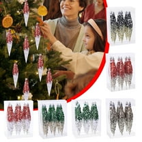 Christmas Ornament Set, 6 Pack Glitter Icicle Decorations Shatterproof Hanging Baubles for Holiday Tree, Home, and Party Décor (Multiple Colors Available)