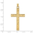 thumbnail image 2 of Solid 14k Yellow Gold Etched Flower Floral Design Cross Pendant Charm - 49mm x 25mm, 2 of 3