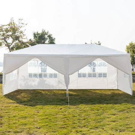 Ez Up Tent Family Tent Canopy Tents for Outside, 10' x20' Beach Tent Pop Up Canopy Tent, w/6 Removable Sidewalls, Waterproof Sun Shelter Canopy, Free Stake and Nylon Ropes, White,