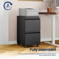 thumbnail image 3 of AUHUP 2 Drawer Mobile File Cabinet with Lock, Metal Filing Cabinet with Wheels for Legal/Letter/A4 File, Under Desk File Cabinets for Home Office, Black,Fully Assembled, 3 of 10