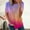 01 Purple, variant on YueHuiYing Fashion Women's Summer V-Neck Casual Short Sleeve Rainbow Colors Print T-Shirt Top Spring Clothes