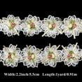 thumbnail image 2 of IDONGCAI Organza Flower Trim 1 Yards Lace Edge Trim Ribbon, 3D Handmade Flower Lace Trim Embroidered Applique Sewing Craft for Wedding Dress Embellishment DIY Dress Decor Gowns Home Decor, 2 of 6